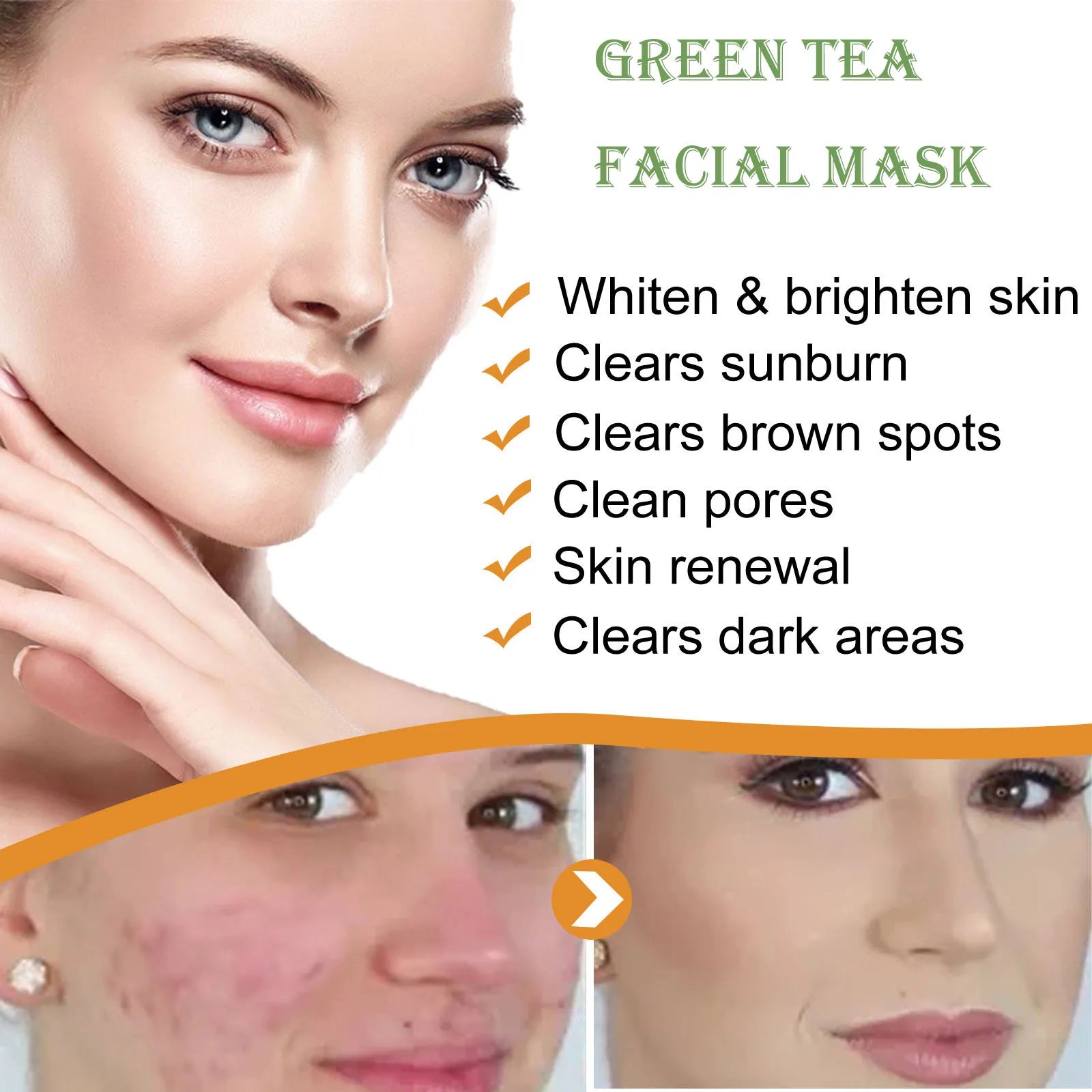 Eelhoe 40g Green Tea Cleansing Solid Face Mask Stick Acne Treatment Oil Control Moisture Remove Blackhead Clean Pores Face Mask