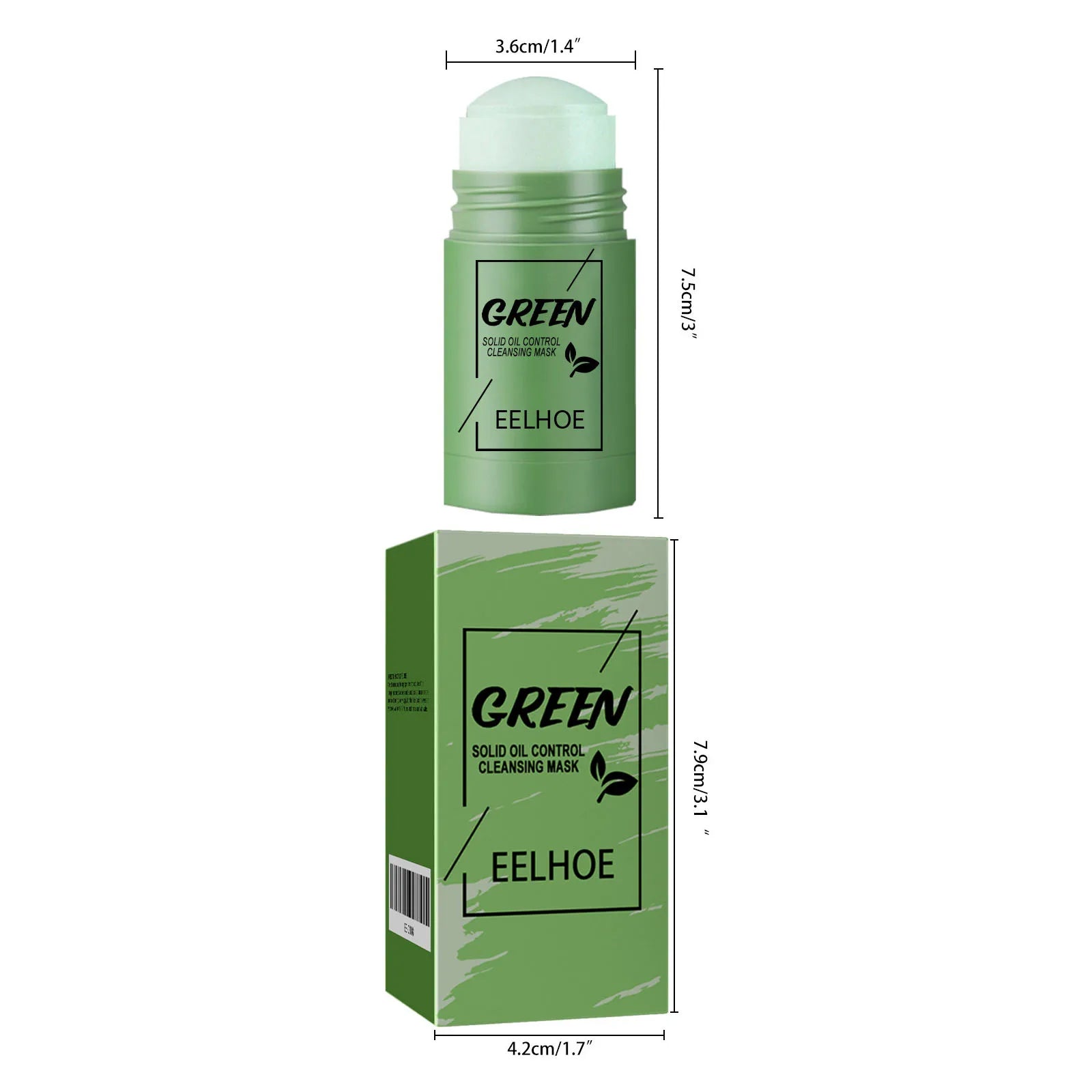 Eelhoe 40g Green Tea Cleansing Solid Face Mask Stick Acne Treatment Oil Control Moisture Remove Blackhead Clean Pores Face Mask