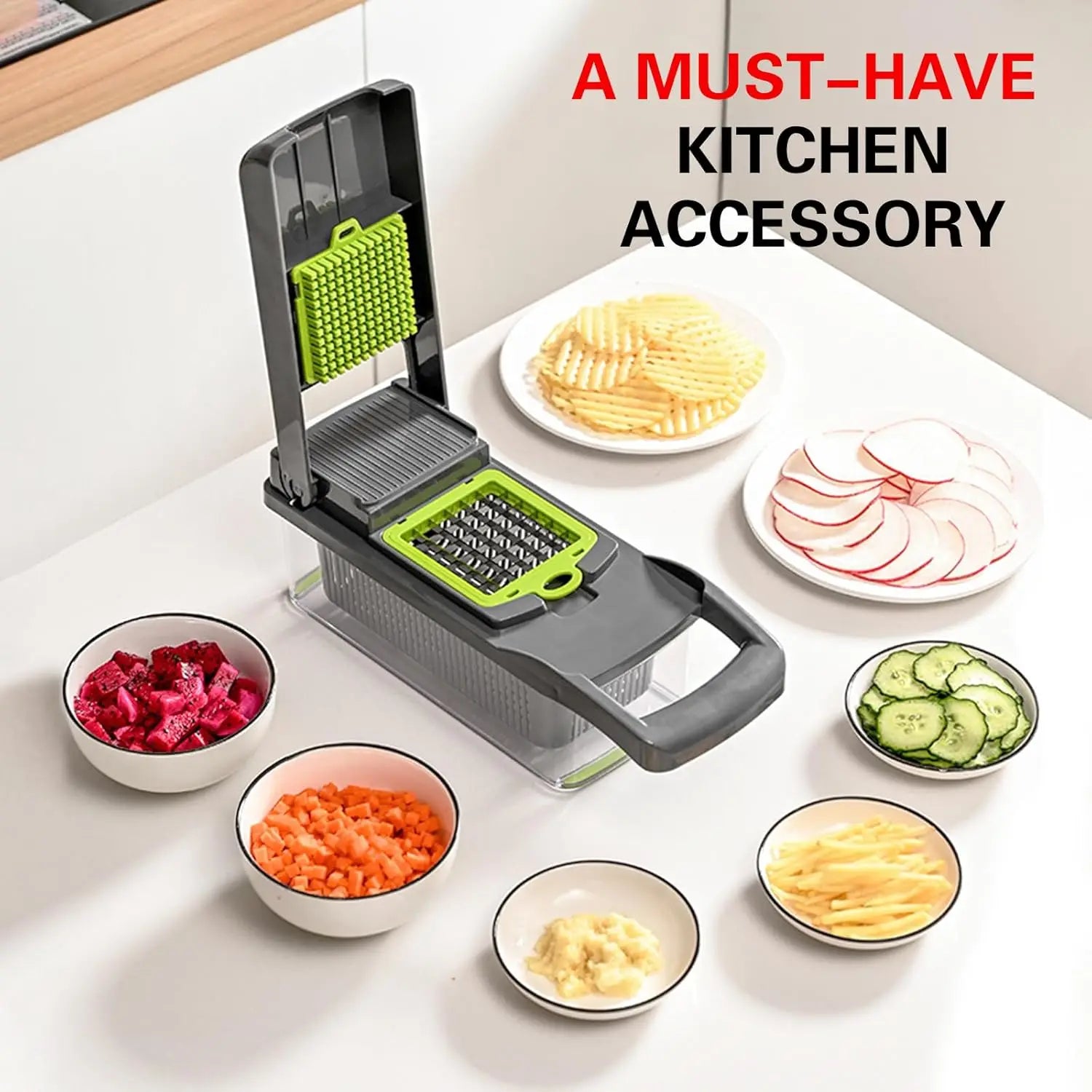 16 x 1 Kitchen professional chopper-type slicer, multifunctional food chopper, blade vegetable chopper, kitchen utensils