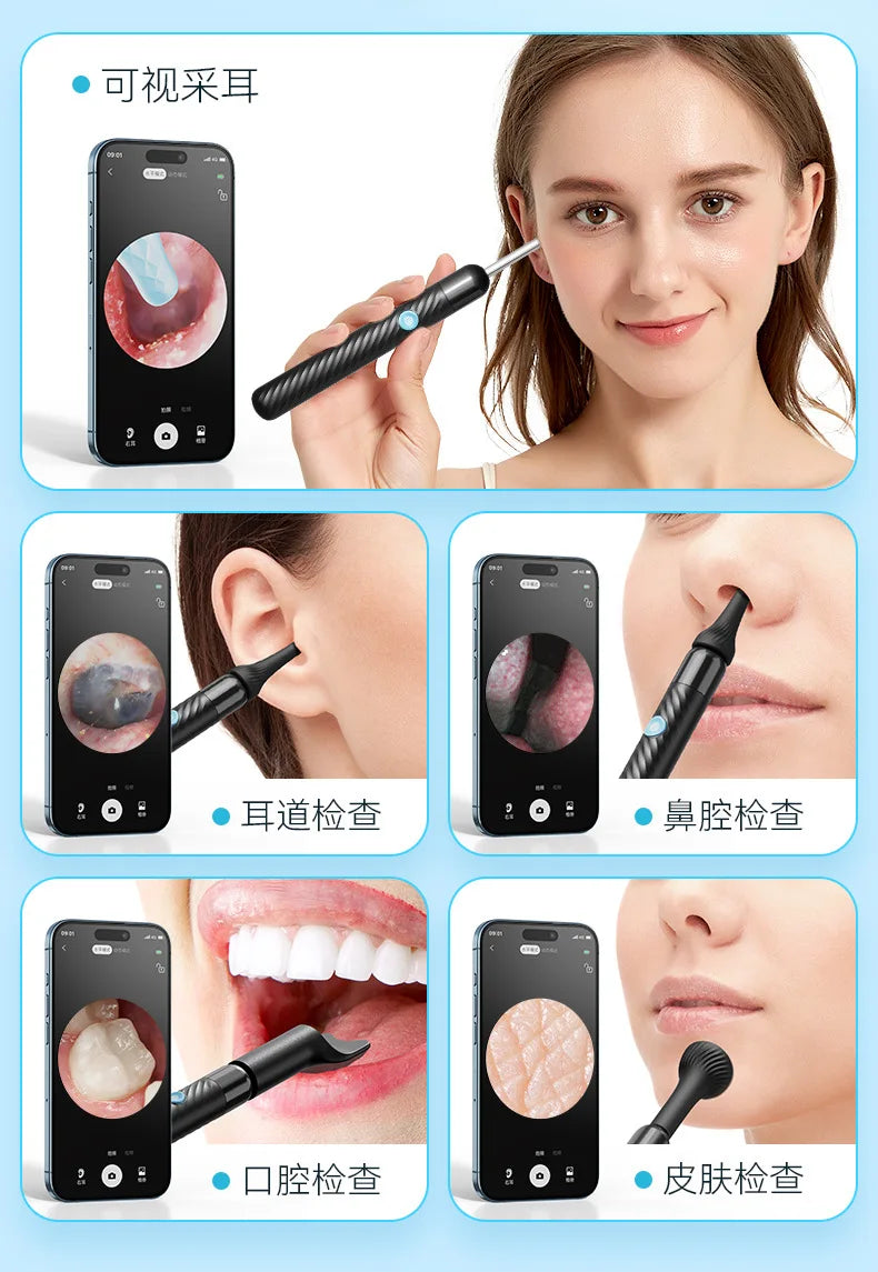 Wireless Ear Wax Removal With Camera Rechargeable Ear Cleaner 8 Megapixels Check Camera with Ear Spoon Set Canal Clean