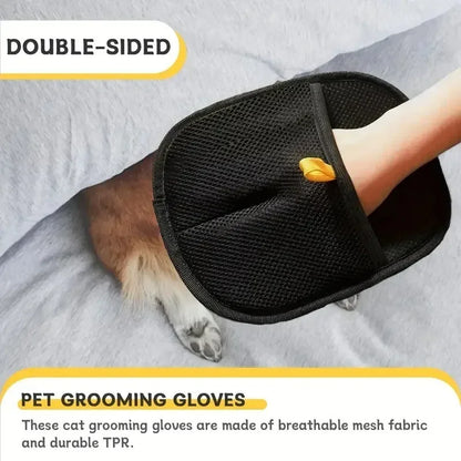 Static Pet Hair Removal Gloves - Grooming & Deshedding Gloves for Dogs Cats - Works on Sofa Carpet Clothes - Multi-Surface Brush