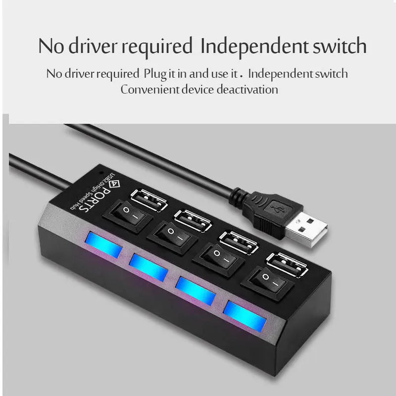 USB 3.0 Power Adapter 4/7 Port Multi USB Splitter Hub USB Hub 2.0 USB Multiple Expander Switch 30CM Cable Hub Docking Stations