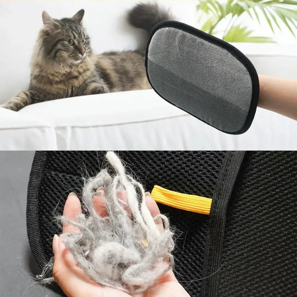 Static Pet Hair Removal Gloves - Grooming & Deshedding Gloves for Dogs Cats - Works on Sofa Carpet Clothes - Multi-Surface Brush
