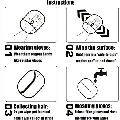 Static Pet Hair Removal Gloves - Grooming & Deshedding Gloves for Dogs Cats - Works on Sofa Carpet Clothes - Multi-Surface Brush