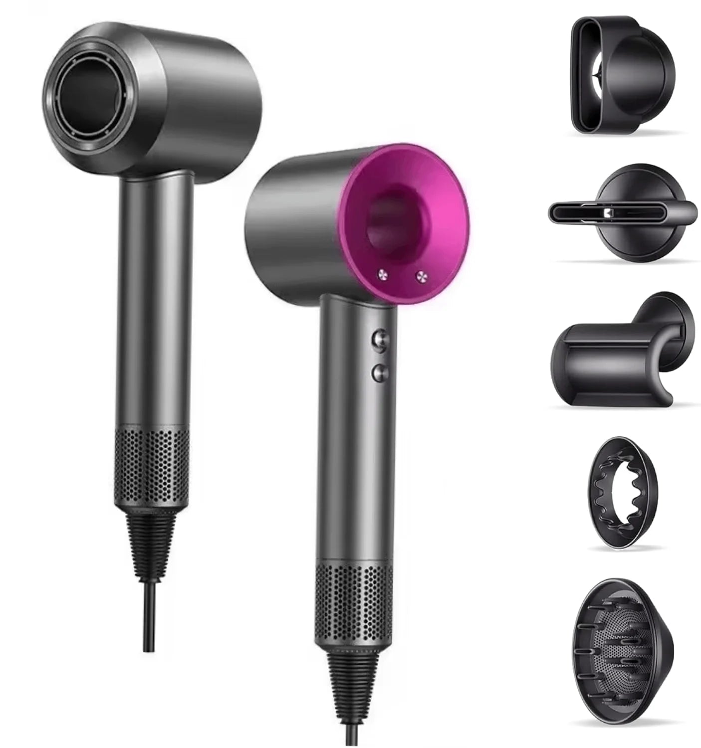 5 in 1 Professional Hair Dryer, with Hot and Cold Air Functionality - Lightweight and Thermostatic Styling Tool for Smooth Hair